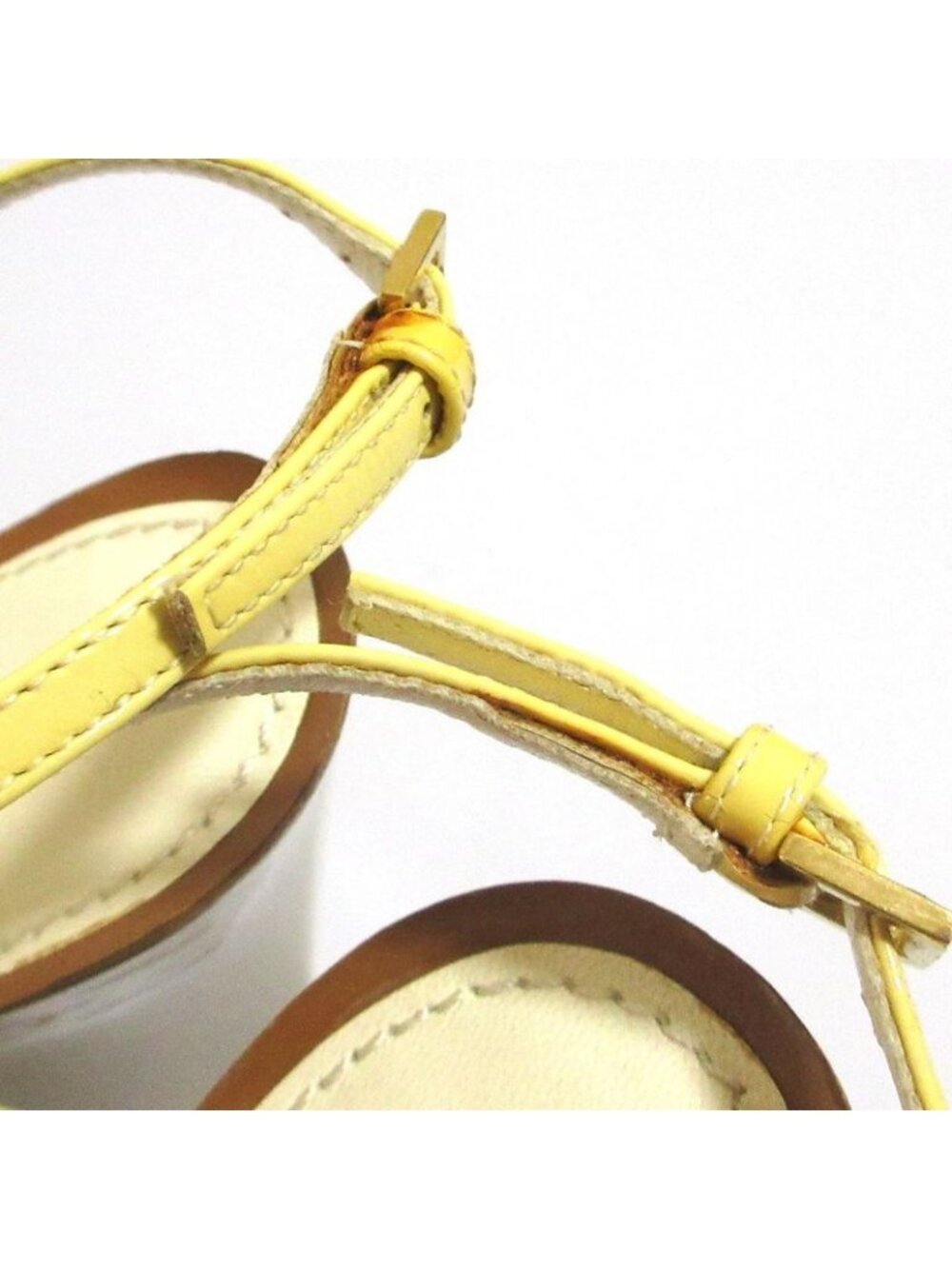 Louis Vuitton Monogram Strap Wedge Sole Sandals 35.5 Brown White - Picture 12 of 15